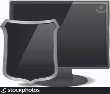Computer monitor with black shield
