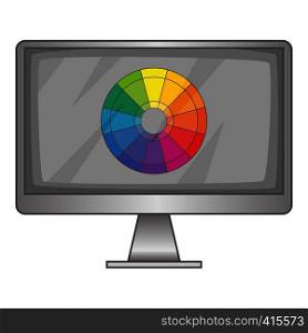 Computer monitor with color spectrum icon. Cartoon illustration of computer monitor with color spectrum vector icon for web. Computer monitor with color spectrum icon