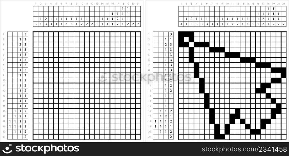 Computer Mouse Arrow Icon Nonogram Pixel Art, Digital Input Device Vector Art Illustration, Logic Puzzle Game Griddlers, Pic-A-Pix, Picture Paint By Numbers, Picross,