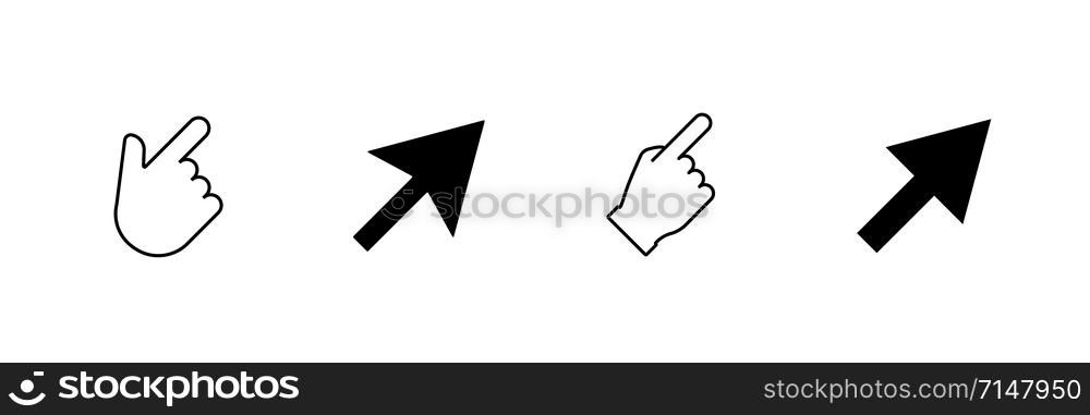 Computer mouse click. Cursor icon. Isolated vector elements. Hand and arrow collection. EPS 10