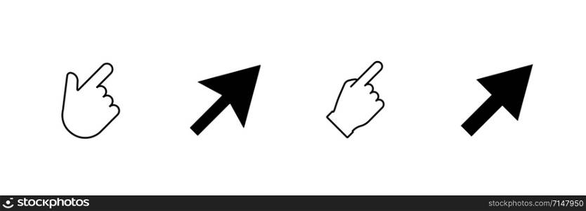 Computer mouse click. Cursor icon. Isolated vector elements. Hand and arrow collection. EPS 10