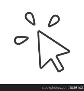 Computer mouse cursor icon with click indicator in simple vector style