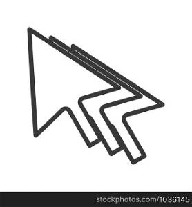Computer mouse cursor icon with cursor trail in simple vector style