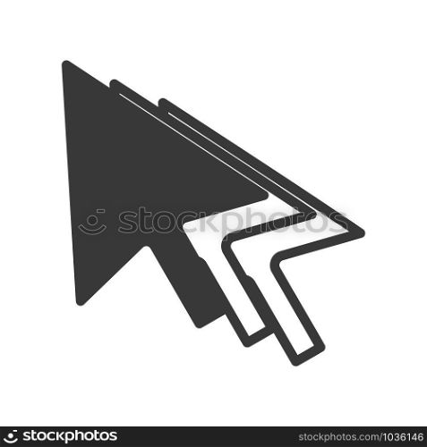Computer mouse cursor icon with cursor trail in simple vector style
