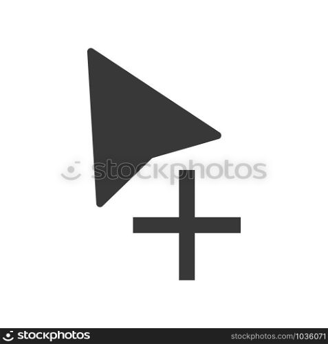 Computer mouse cursor symbol with an add or copy icon in vector