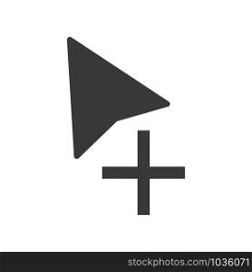 Computer mouse cursor symbol with an add or copy icon in vector