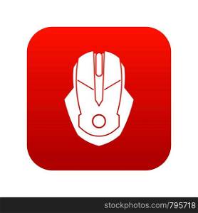 Computer mouse icon digital red for any design isolated on white vector illustration. Computer mouse icon digital red