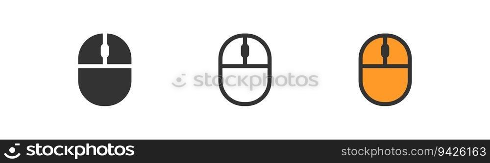Computer mouse icon on light background. Coursor symbol. Pointer, button, wireless mouse. Outline, flat and colored style. Flat design. Vector illustration. Computer mouse icon on light background. Coursor symbol. Pointer, button, wireless mouse. Outline, flat and colored style. Flat design. 