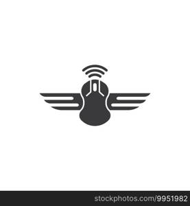 computer mouse wireless with wings  icon vector illustration design template