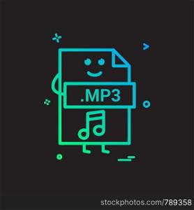 Computer mp3 file format type icon vector design