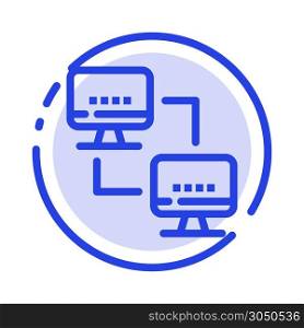 Computer, Network, Computing, Computers Blue Dotted Line Line Icon