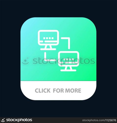 Computer, Network, Computing, Computers Mobile App Button. Android and IOS Line Version