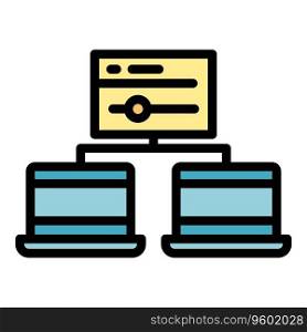 Computer network icon outline vector. Code monitor. Office system color flat. Computer network icon vector flat