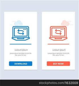 Computer, Network, Laptop, Hardware  Blue and Red Download and Buy Now web Widget Card Template
