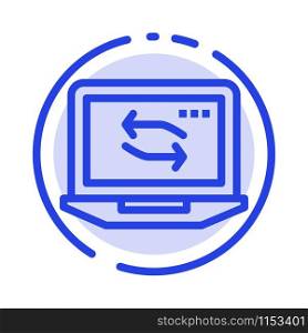 Computer, Network, Laptop, Hardware Blue Dotted Line Line Icon
