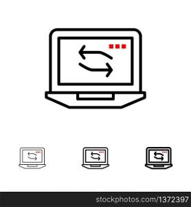 Computer, Network, Laptop, Hardware Bold and thin black line icon set