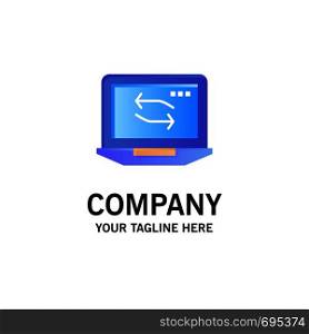 Computer, Network, Laptop, Hardware Business Logo Template. Flat Color