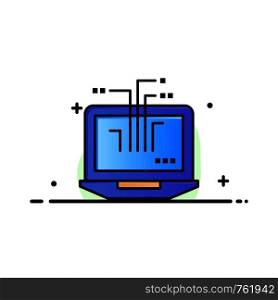 Computer, Network, Laptop, Hardware Business Logo Template. Flat Color