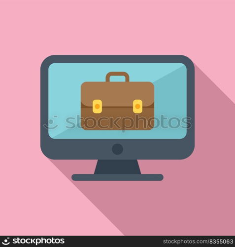 Computer online job icon flat vector. Search business. Internet work. Computer online job icon flat vector. Search business