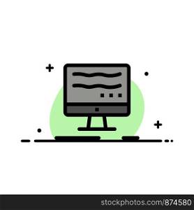 Computer, Online, Marketing Business Flat Line Filled Icon Vector Banner Template