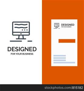 Computer, Online, Marketing Grey Logo Design and Business Card Template