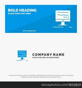 Computer, Online, Marketing SOlid Icon Website Banner and Business Logo Template