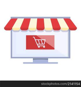 Computer online shop icon cartoon vector. Sale store. Mobile discount. Computer online shop icon cartoon vector. Sale store