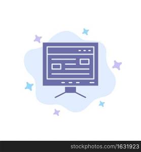 Computer, Online, Study, Education Blue Icon on Abstract Cloud Background