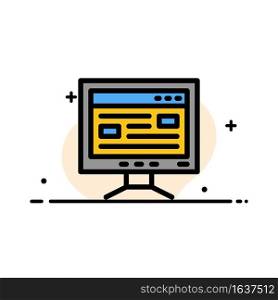 Computer, Online, Study, Education  Business Flat Line Filled Icon Vector Banner Template