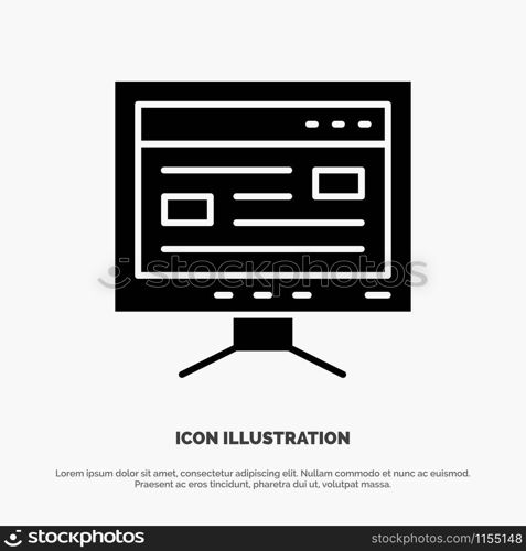 Computer, Online, Study, Education solid Glyph Icon vector