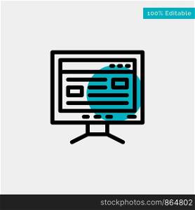 Computer, Online, Study, Education turquoise highlight circle point Vector icon