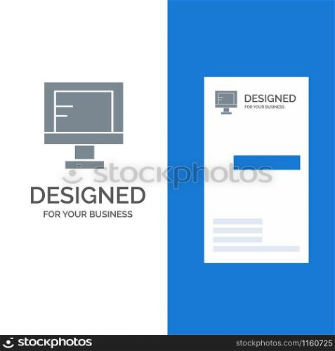 Computer, Online, Study, School Grey Logo Design and Business Card Template
