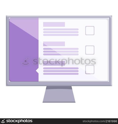 Computer online test icon cartoon vector. Digital form. Internet education. Computer online test icon cartoon vector. Digital form