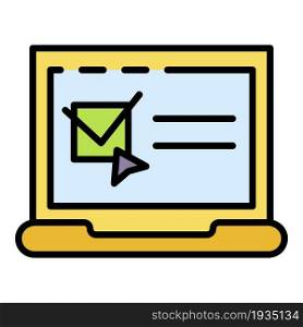 Computer online voting icon. Outline computer online voting vector icon color flat isolated. Computer online voting icon color outline vector