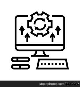 computer optimize line icon vector. computer optimize sign. isolated contour symbol black illustration. computer optimize line icon vector illustration