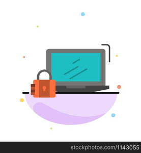 Computer, Padlock, Security, Lock, Login Abstract Flat Color Icon Template