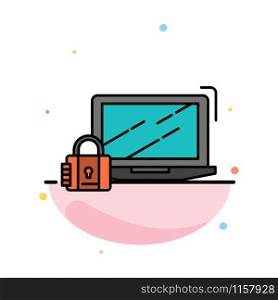 Computer, Padlock, Security, Lock, Login Abstract Flat Color Icon Template