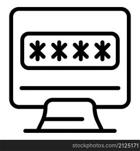 Computer password icon outline vector. System lock. Secure cyber. Computer password icon outline vector. System lock