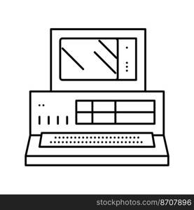 computer pc retro device line icon vector. computer pc retro device sign. isolated contour symbol black illustration. computer pc retro device line icon vector illustration