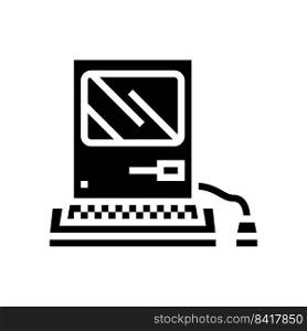 computer pc retro gadget glyph icon vector. computer pc retro gadget sign. isolated symbol illustration. computer pc retro gadget glyph icon vector illustration