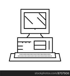 computer pc technology line icon vector. computer pc technology sign. isolated contour symbol black illustration. computer pc technology line icon vector illustration
