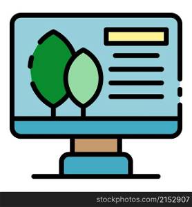 Computer plant control icon. Outline computer plant control vector icon color flat isolated. Computer plant control icon color outline vector