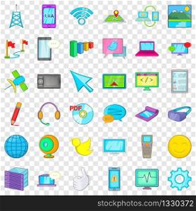 Computer play icons set. Cartoon style of 36 computer play vector icons for web for any design. Computer play icons set, cartoon style