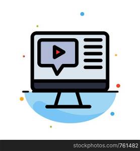 Computer, Play, Video, Education Abstract Flat Color Icon Template