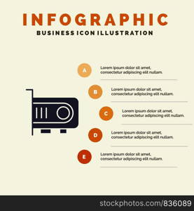 Computer, Power, Technology, Computer Solid Icon Infographics 5 Steps Presentation Background