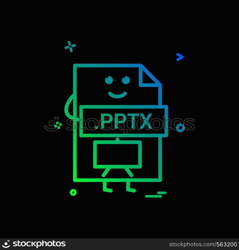 Computer pptx file format type icon vector design