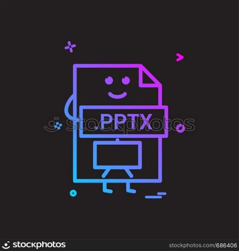 Computer pptx file format type icon vector design