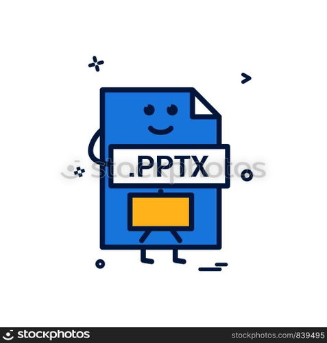 Computer pptx file format type icon vector design