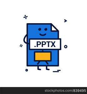 Computer pptx file format type icon vector design