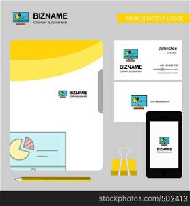 Computer presentation Business Logo, File Cover Visiting Card and Mobile App Design. Vector Illustration
